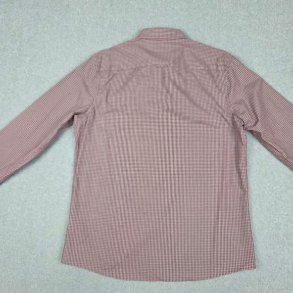 Nordstrom Mens Large Non Iron Trim Fit Long Sleeve Button Down Shirt Red Plaid - Picture 5 of 9